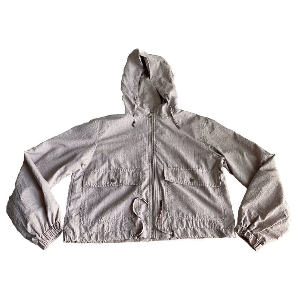 PULL & BEAR Windbreaker Full Zip Hooded Dusty Rose Jacket Women’s Sz S